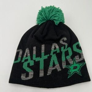 Adidas Dallas Stars NHL Hockey Pom Beanie Hat Black Green One Size Fits All